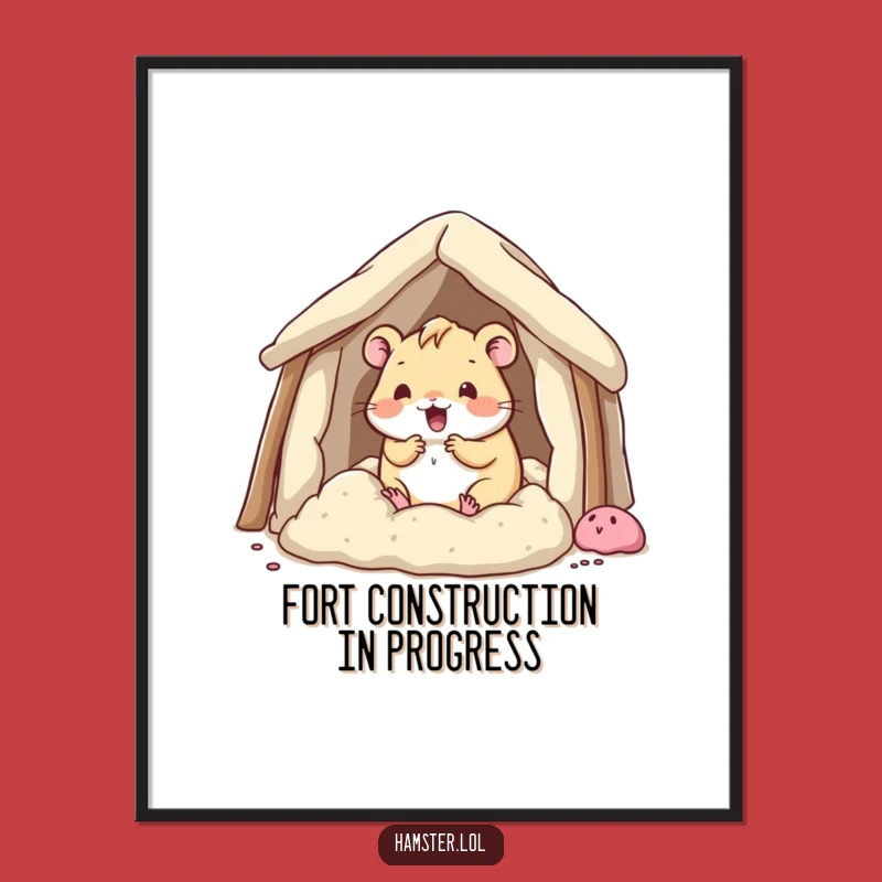 Funny Kawaii Hamster Fort Digital Print - Hilarious Wall Art Gift