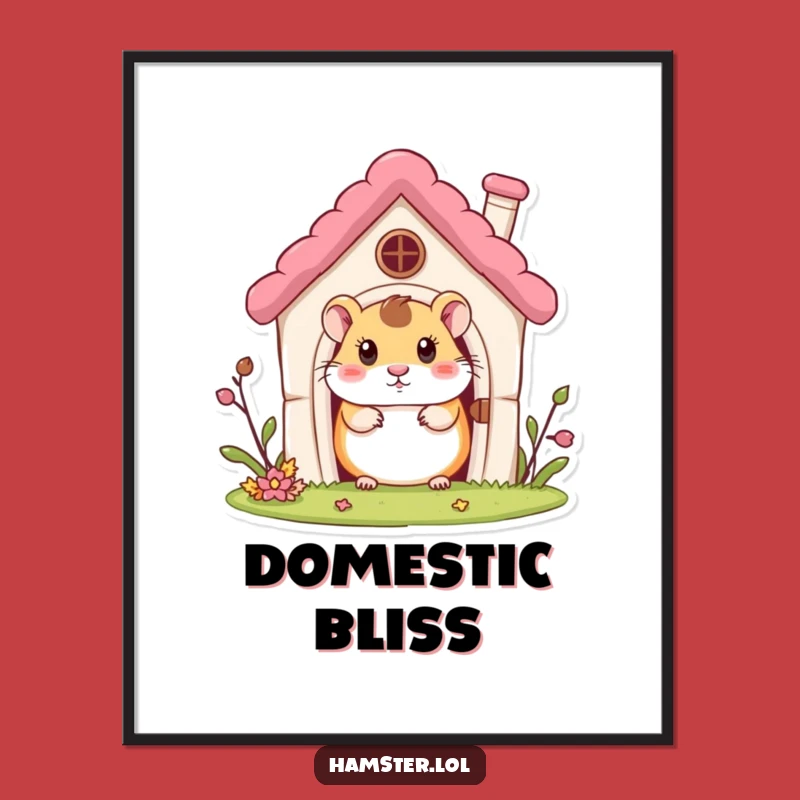 Funny Hamster House Digital Art: Curious Character Peeking, Printable Humorous Gift
