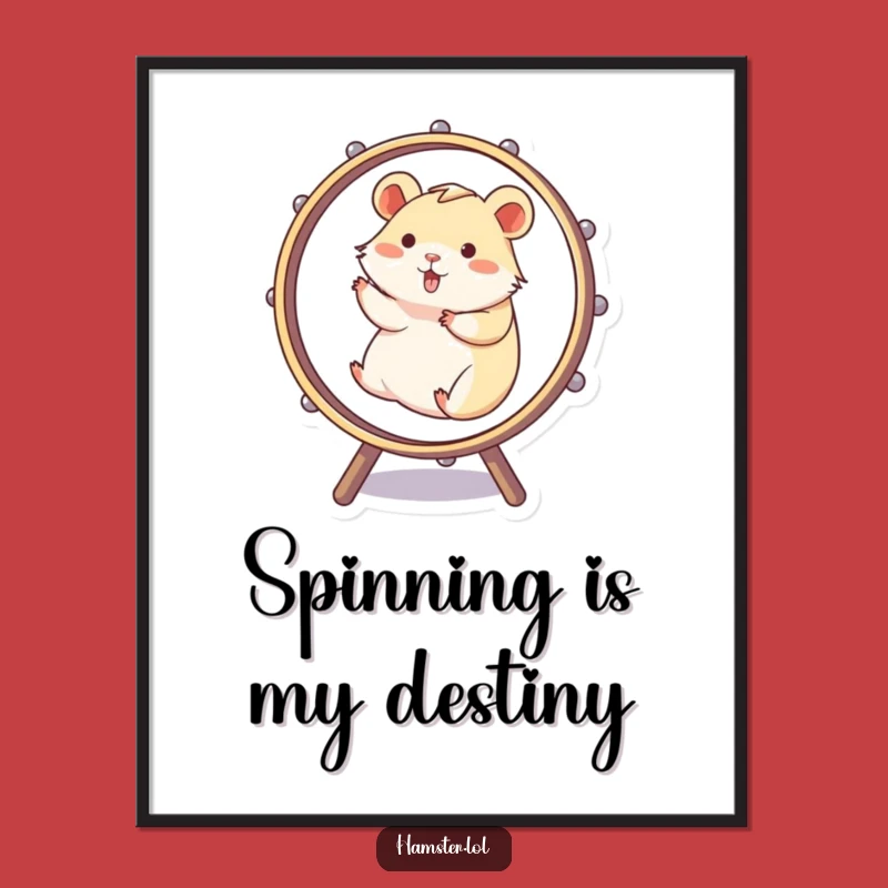 Funny Hamster Wheel Art Print - Hilarious Pet Decor for Your Wall