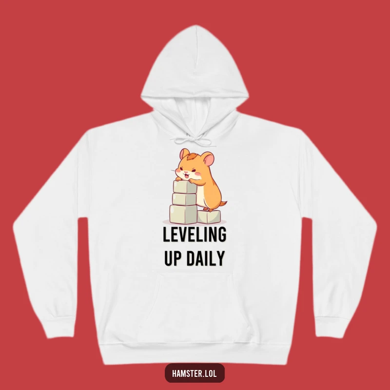 Funny Hamster Climbing Blocks Hoodie - Cozy & Hilarious Pet Gift