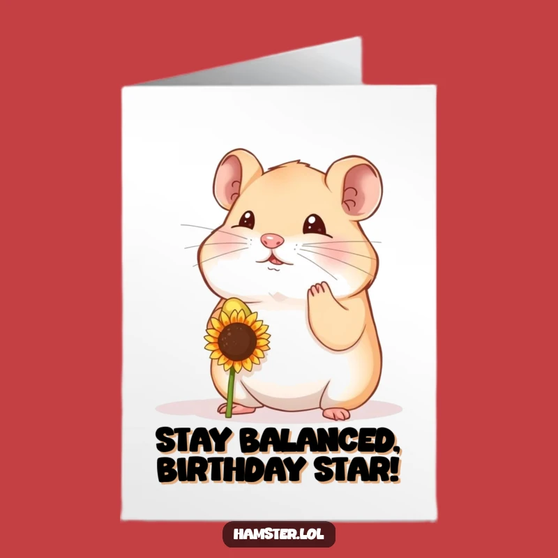 Free Printable Birthday Card: Hamster's Balancing Act - Funny Downloadable Gift