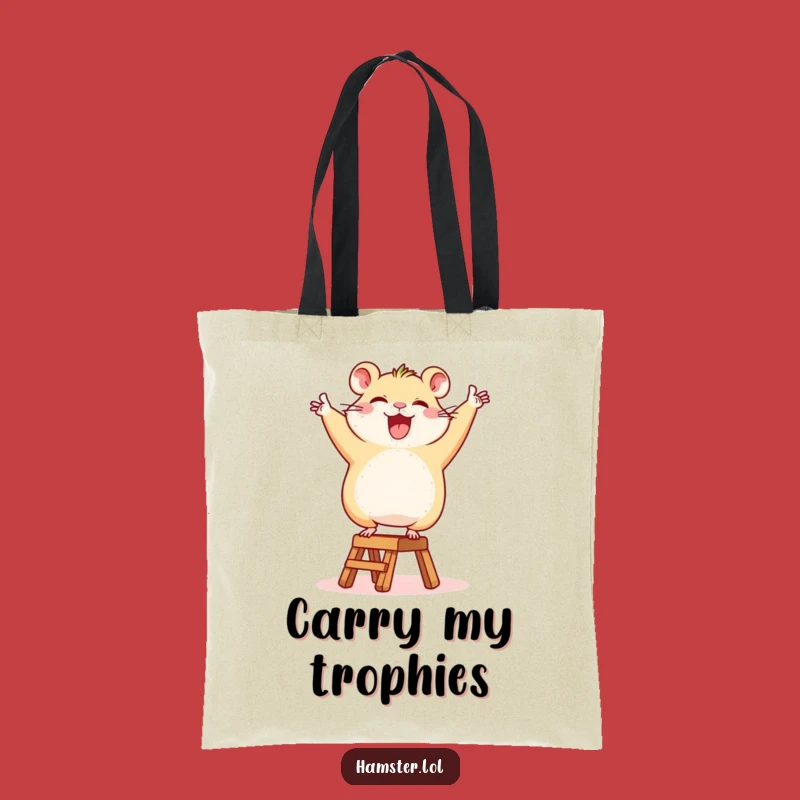 Funny Hamster Ladder Tote Bag: Happy Character Victory Dance, Practical Humorous Gift for Shoppers